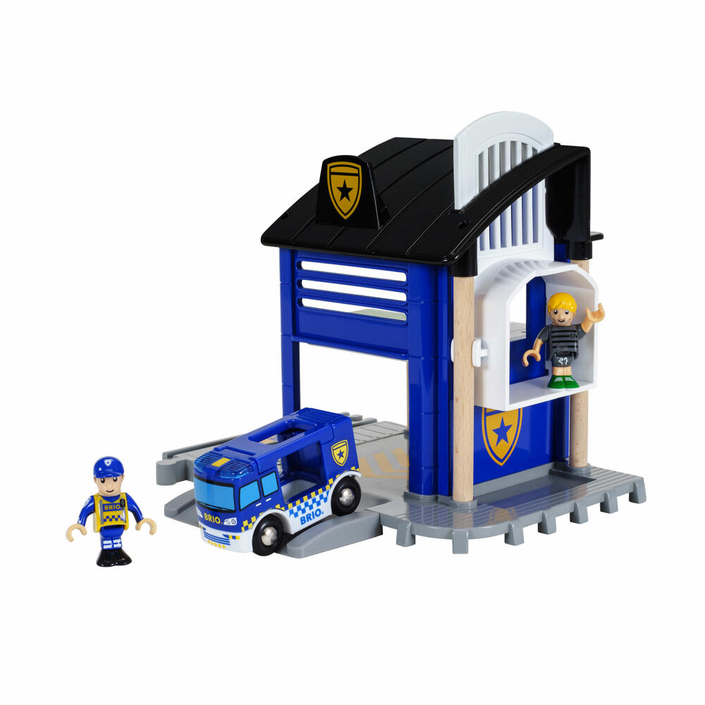 BRIO Polizeistation mit Einsatzfahrzeug, Polizei Holzspielzeug, Holz Spielzeug, 33813