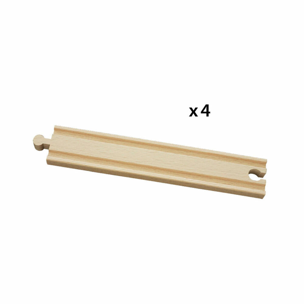 BRIO Lange Gerade Gleise, 4-tlg., Zubehör für die Holzeisenbahn, Eisenbahn, Holzspielzeug, Holz Spielzeug, 33341