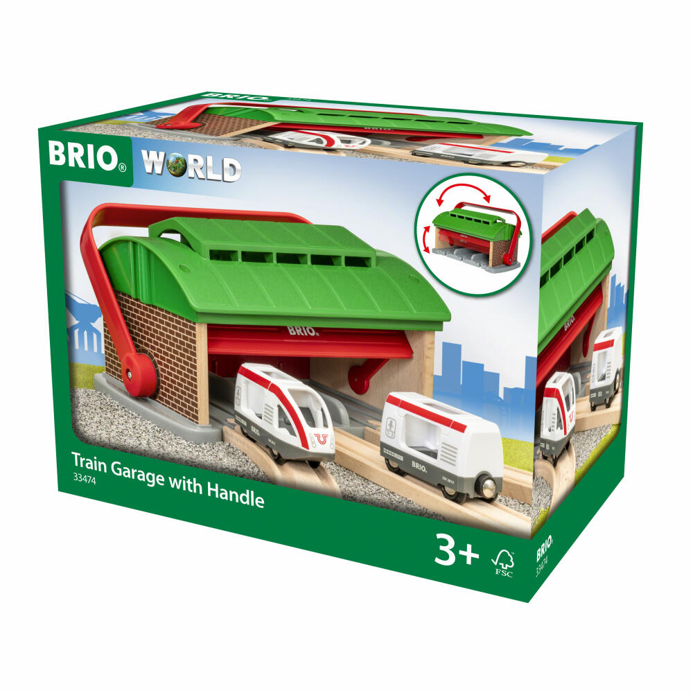Brio Take Along Engine Shed with Passenger Train, 3-piece, Shed, Railway, Wooden Railway, Accessories, Toy, 33474