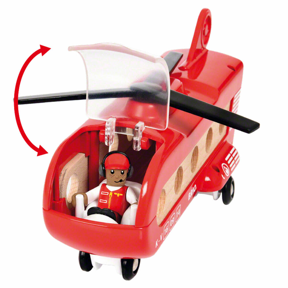 BRIO Eisenbahn-Transporthubschrauber, 8-tlg., Hubschrauber, Holzspielzeug, Holz Spielzeug, 33886