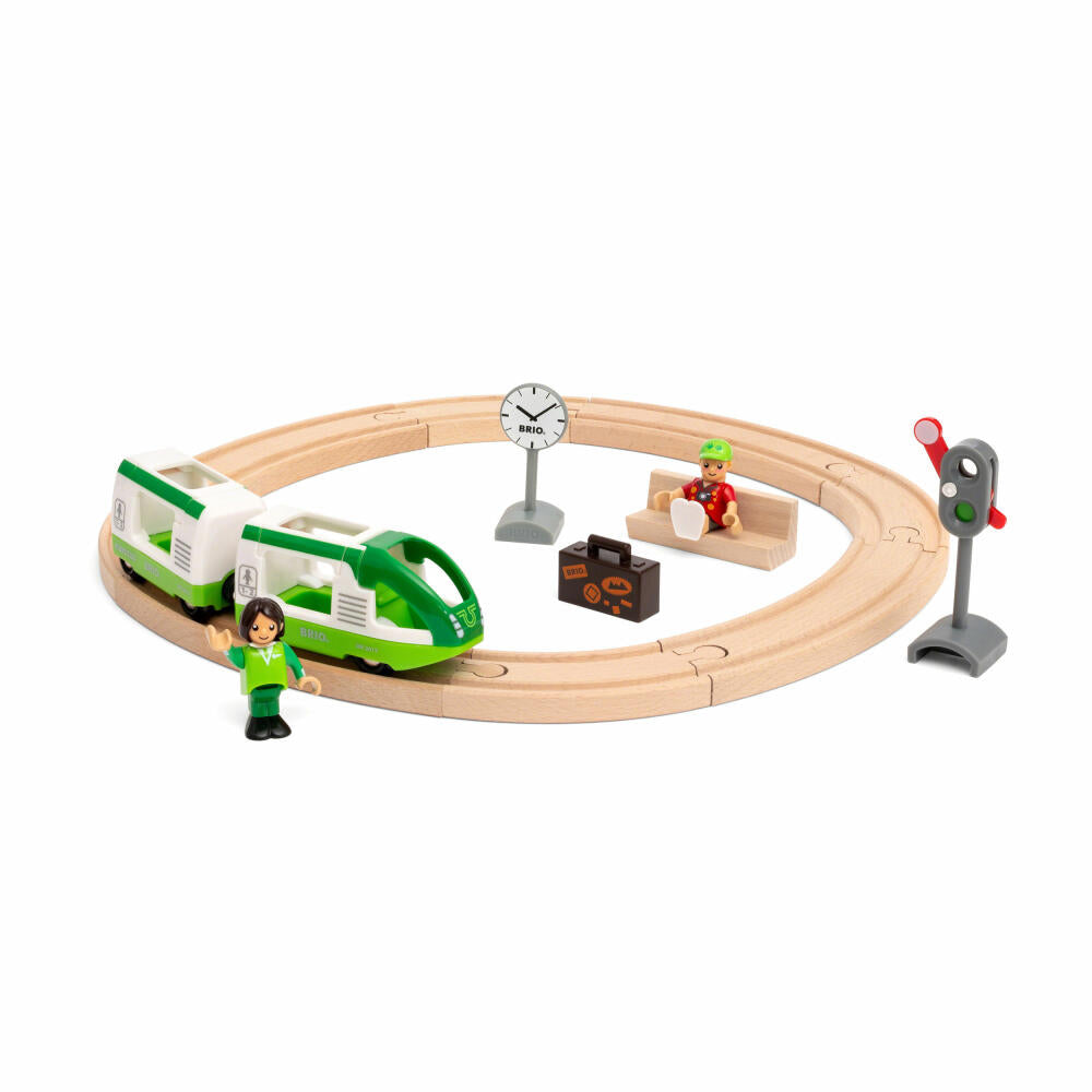 BRIO World Starter Set Passenger Train, 16 pcs., Wooden Railway, Wooden Railway, Railway Set, Tracks, Locomotive, 33847
