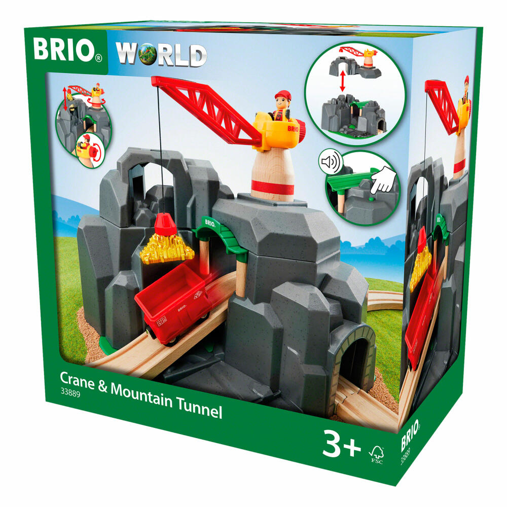 Brio Große Goldmine mit Sound-Tunnel, 7-tlg., Bergmine, Holzspielzeug, Spielzeug, 33889
