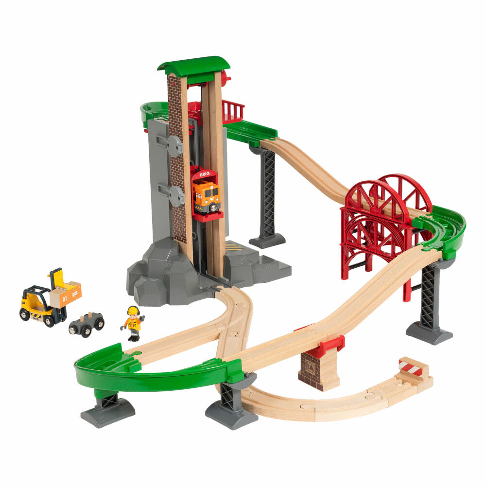 Brio Large Warehouse Set with Elevator, 32 pcs., Playset, Wooden Toy, Toy, 33887