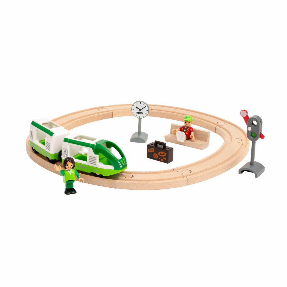 BRIO World Starter Set Passenger Train, 16 pcs., Wooden Railway, Wooden Railway, Railway Set, Tracks, Locomotive, 33847