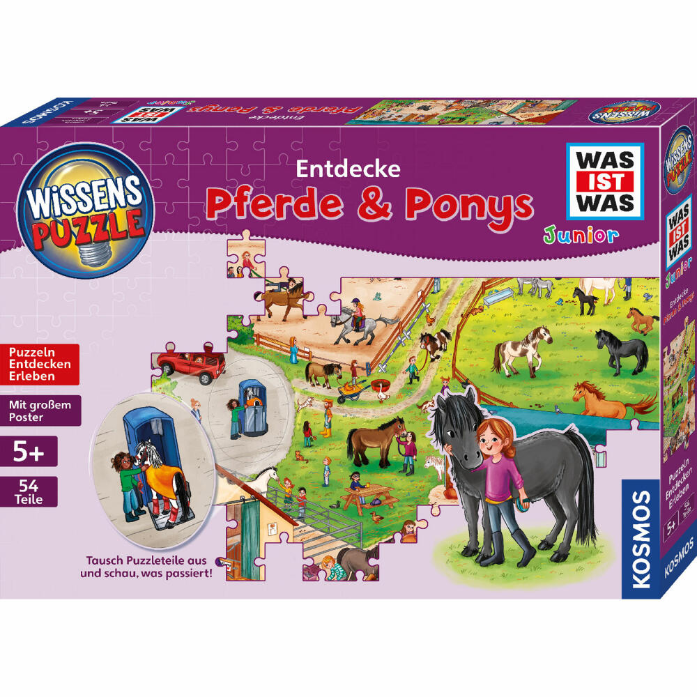 KOSMOS Knowledge Puzzle WHAT IS WHAT Junior Discover Horses & Ponies, Children's Game, Puzzle, Hidden Object, from 5 years, 683672
