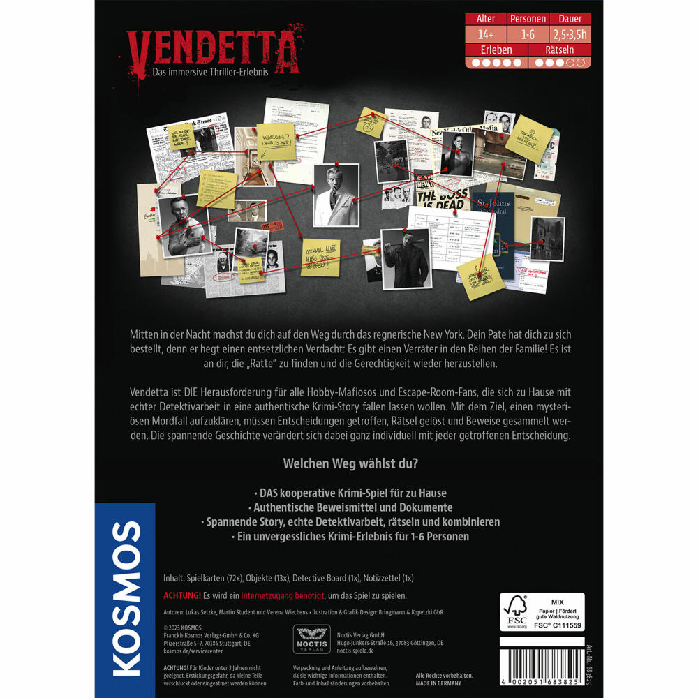 KOSMOS Masters of crime - Vendetta, crime game, cooperative game, board game, ages 14 and up, 683825