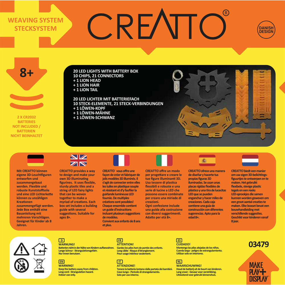 KOSMOS Creatto Löwe Safari, Bastelset, 3D-Puzzle, Nachtlicht, Leuchtfigur, Dekoration, Puzzle, 03479