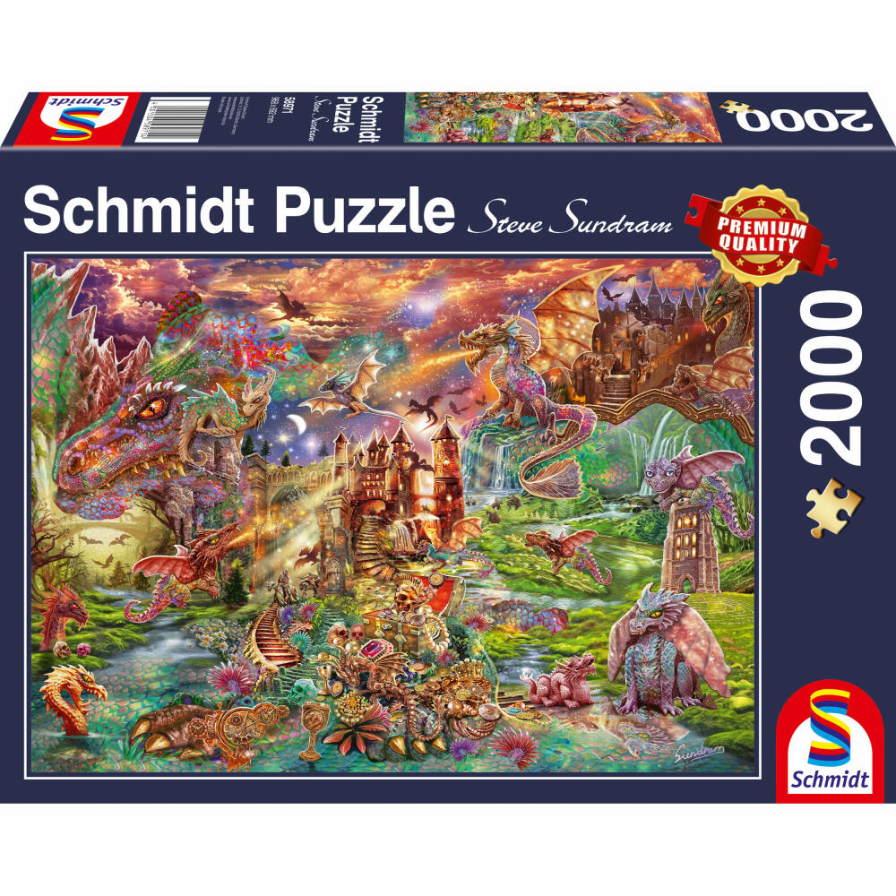 Schmidt Spiele Puzzle The Treasure of the Dragons, Steve Sundram, Adult Puzzle, Premium, 2000 Pieces, 58971