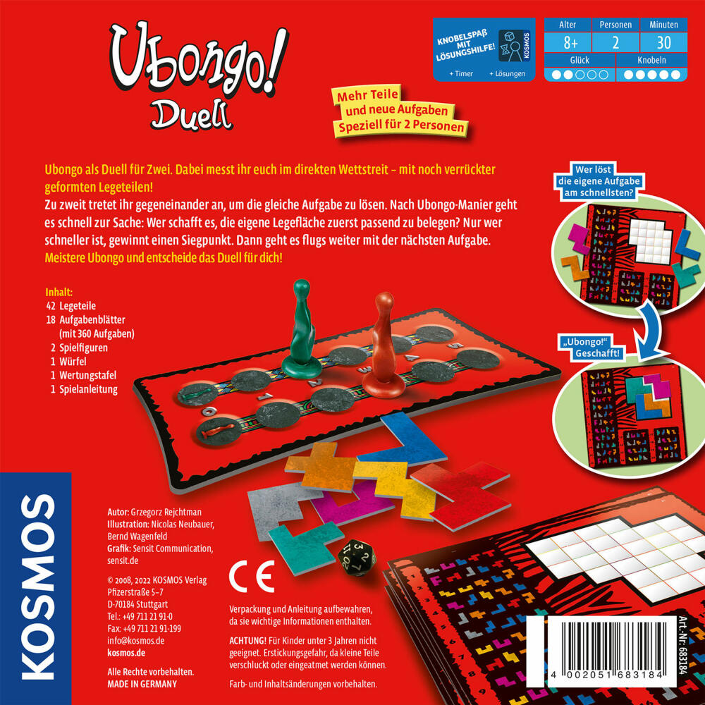 KOSMOS Ubongo! Duel, games for two, puzzle game, family game, ages 8 and up, 683184