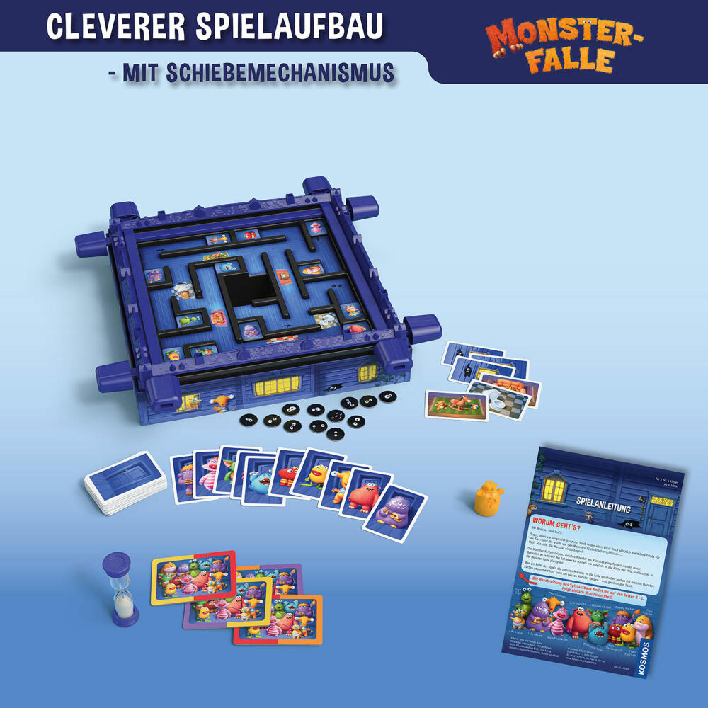 KOSMOS Monster Trap, Board Game, Children's Game, Sliding Game, Children's Game, from 6 years, 682637