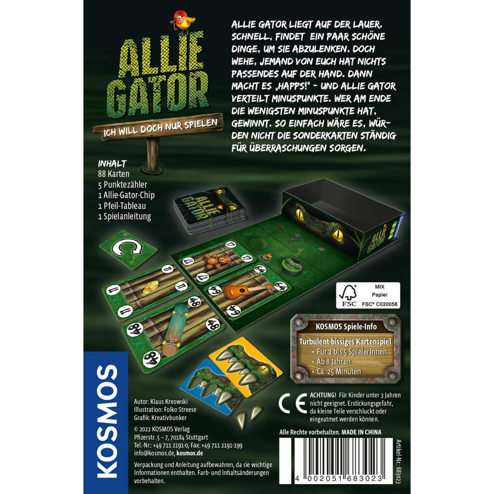 KOSMOS Allie Gator, card game, children's game, card game, family game, from 8 years, 683023