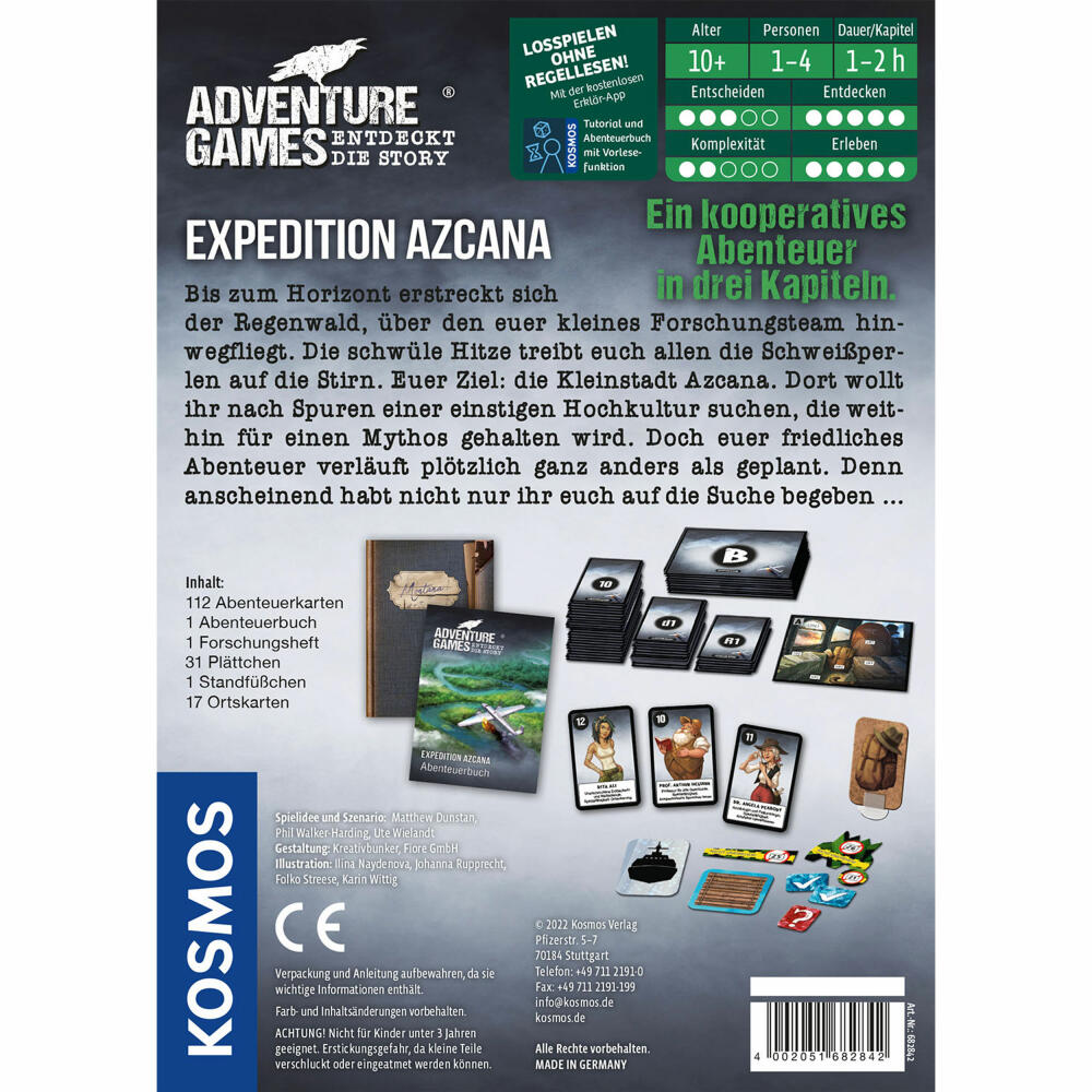 KOSMOS Adventure Games - Expedition Azcana, Cooperative Adventure Game, Puzzle, Board Game, 682842