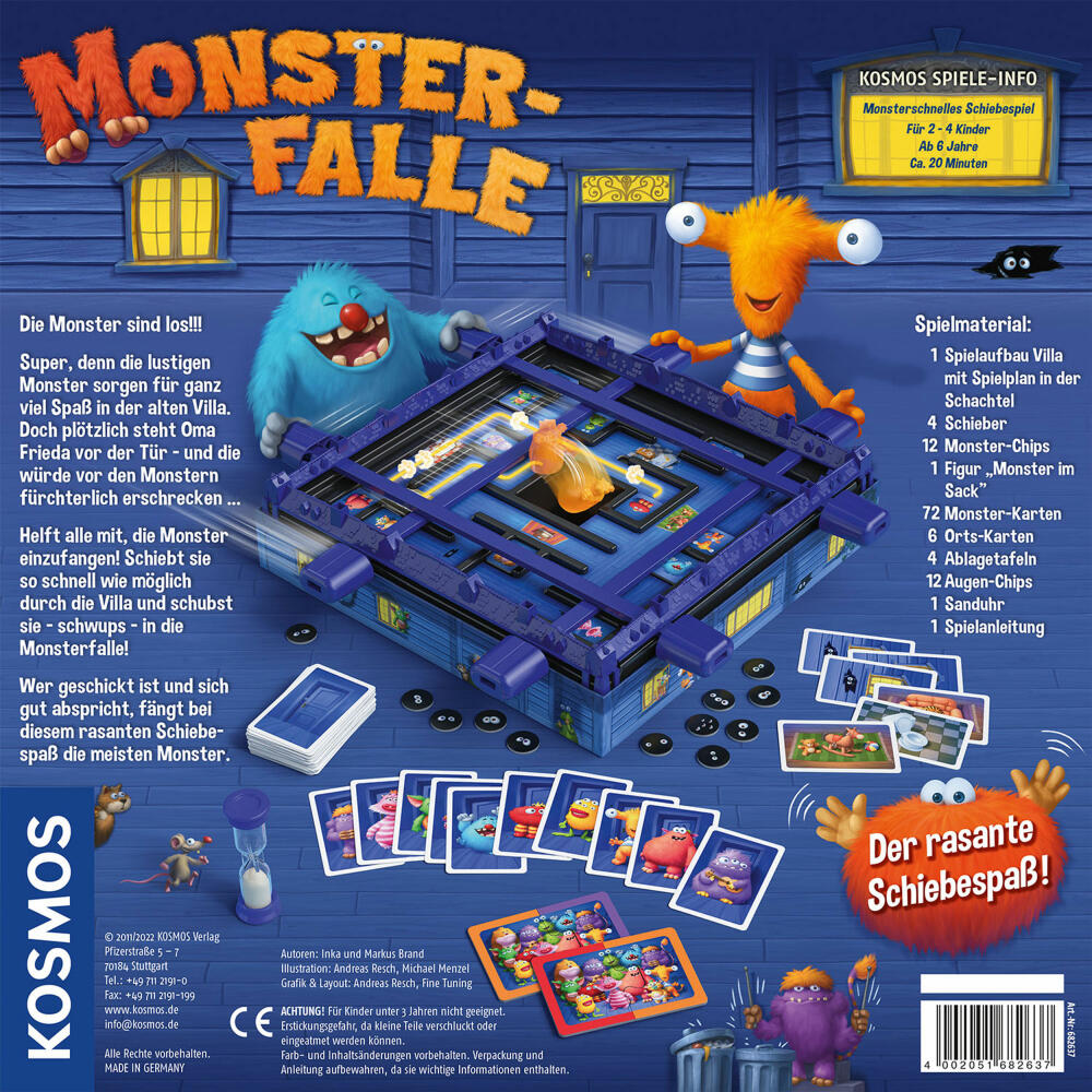 KOSMOS Monster Trap, Board Game, Children's Game, Sliding Game, Children's Game, from 6 years, 682637