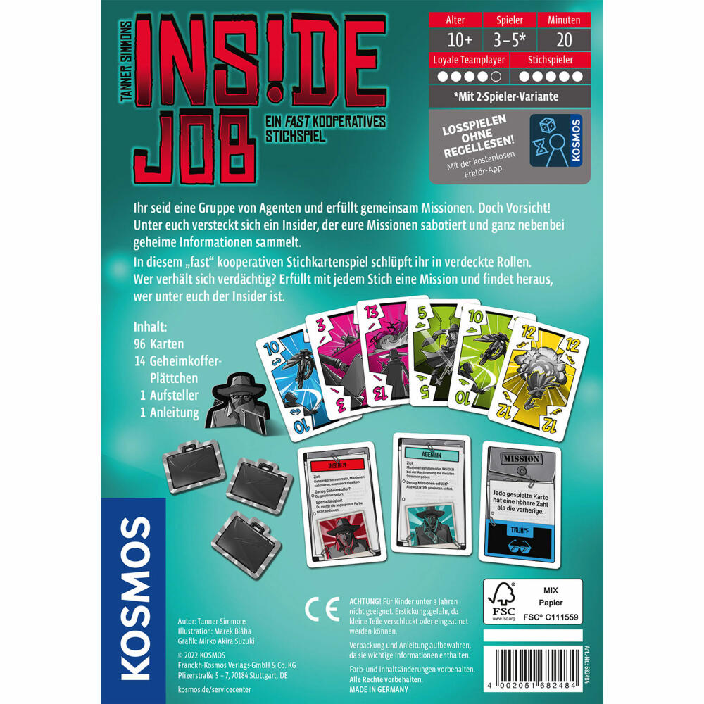 KOSMOS Inside Job, card game, board game, party game, trick-taking game, 682484