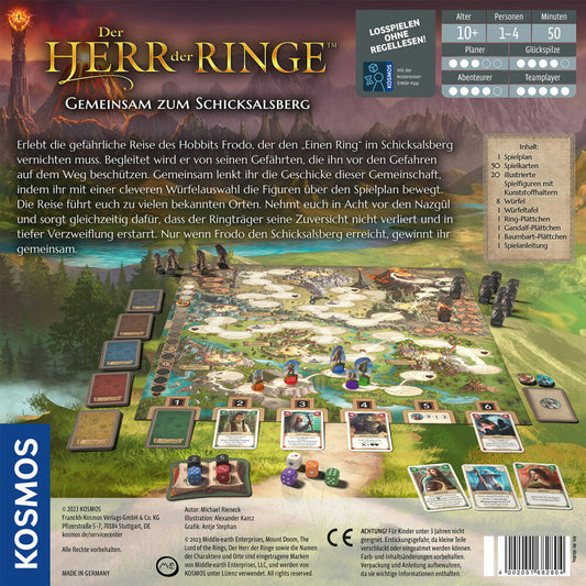 KOSMOS Der Herr der Ringe - Gemeinsam zum Schicksalsberg, Kooperatives Familienspiel, Gesellschaftsspiel, 682804