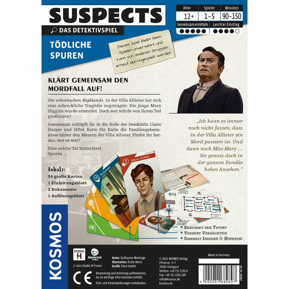 KOSMOS Suspects: Deadly Traces, Detective Game, Crime Game, Party Game, Crime Game, Ages 12 and up, 682897