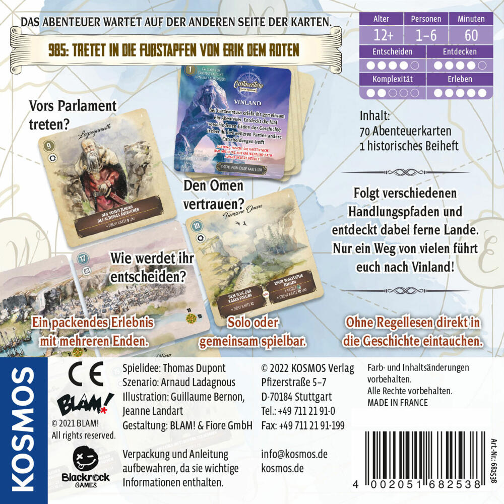 KOSMOS Cartaventura Vinland, Abenteuerspiel, Kartenspiel, Familienspiel, Reisespiel, ab 12 Jahren, 682538