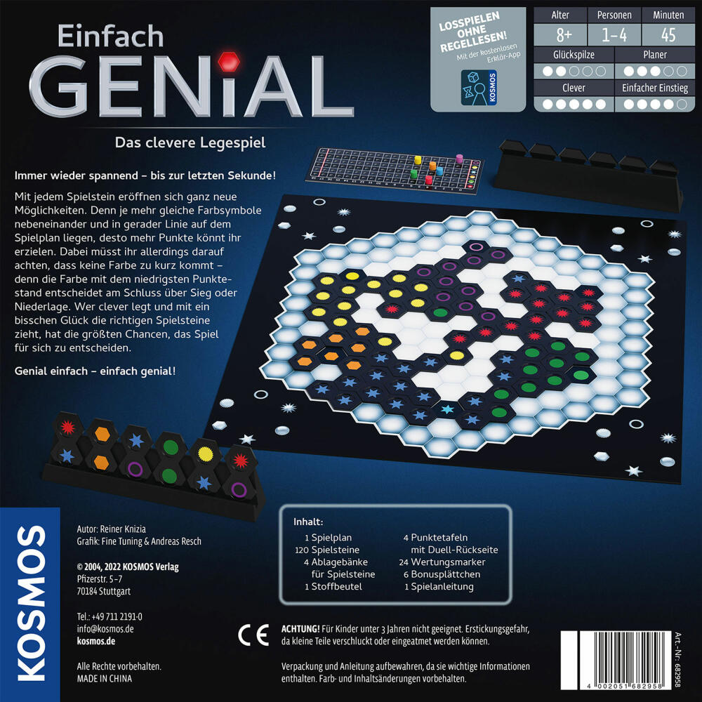KOSMOS Simply Brilliant, parlor game, board game, tile-laying game, family game, 682958