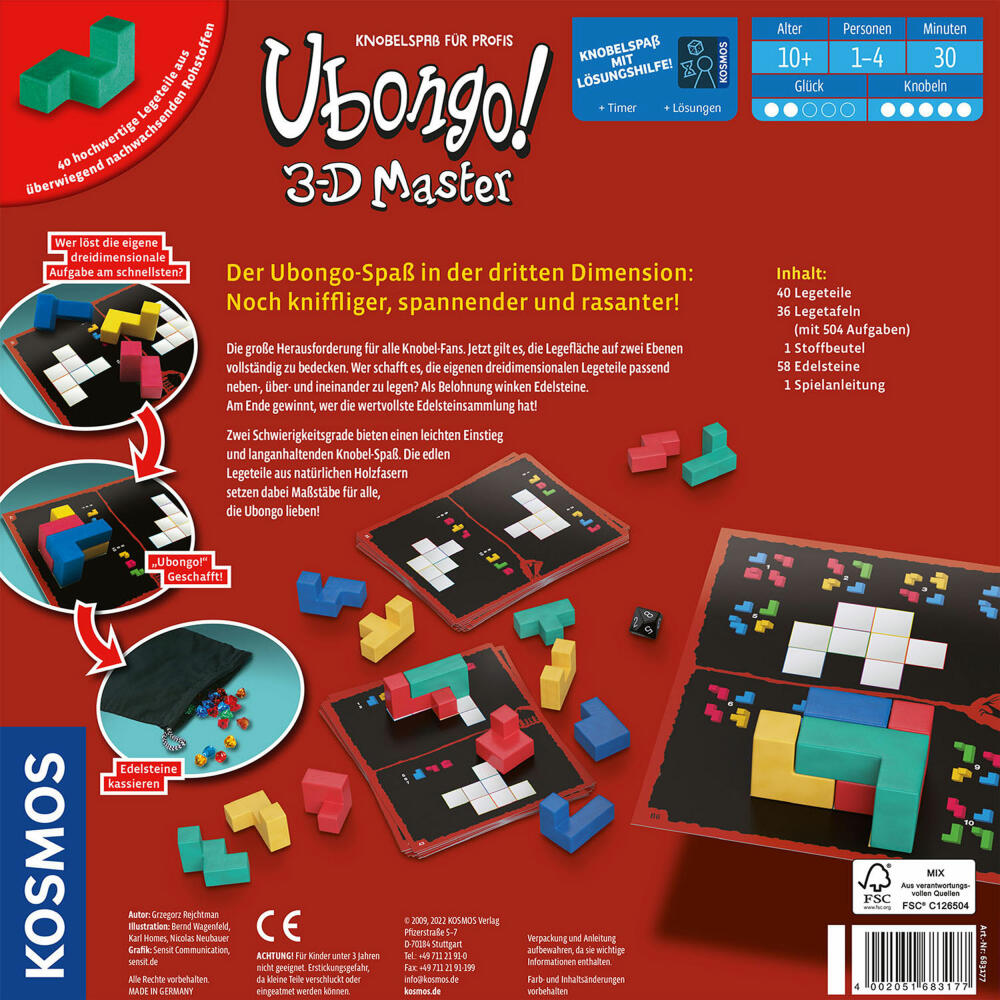 KOSMOS Ubongo! 3-D Master, puzzle game, logic game, board game, family game, 683177