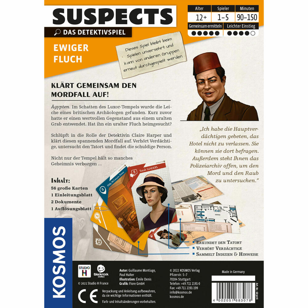 KOSMOS Suspects - Ewiger Fluch, Detektivspiel, Krimispiel, Partyspiel, Krimi Spiel, ab 12 Jahren, 683078