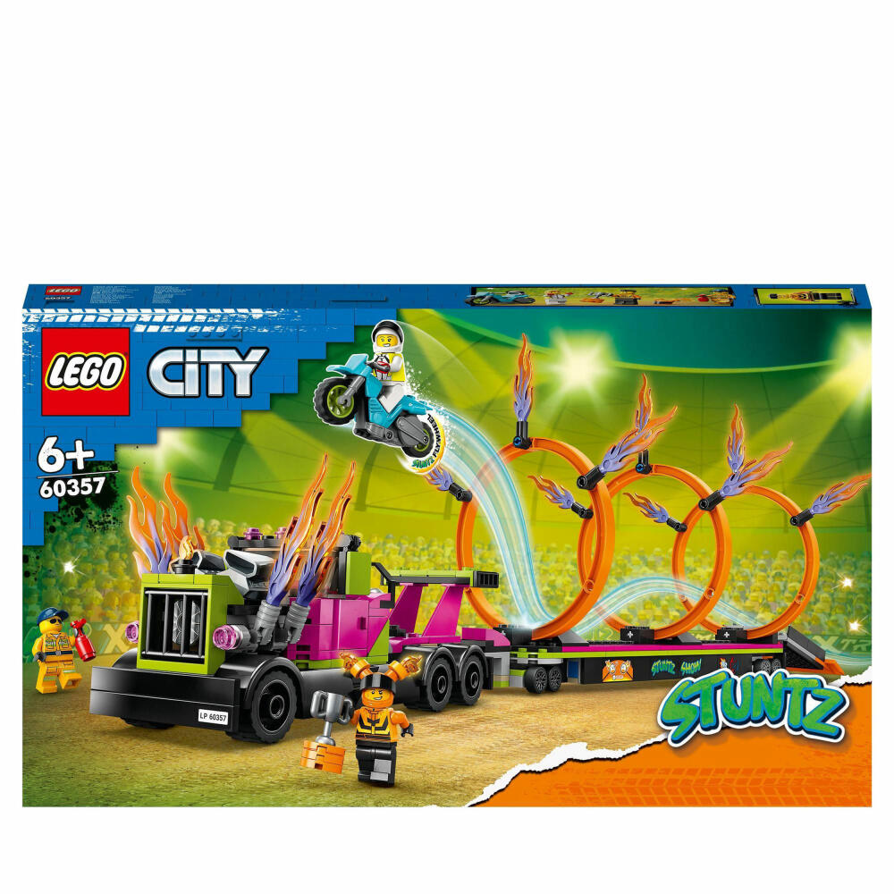 LEGO City Stuntz Stunt Truck with Fire Tire Challenge, 479 pcs, Building Set, Construction Set, Building Blocks, Toy, Ages 6+, 60357