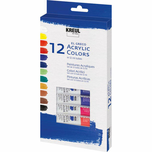 C. KREUL Kreul el Greco acrylic paints, 12 pcs., artist acrylic paint, painting paint, acrylic paint, 12 ml each, 28250