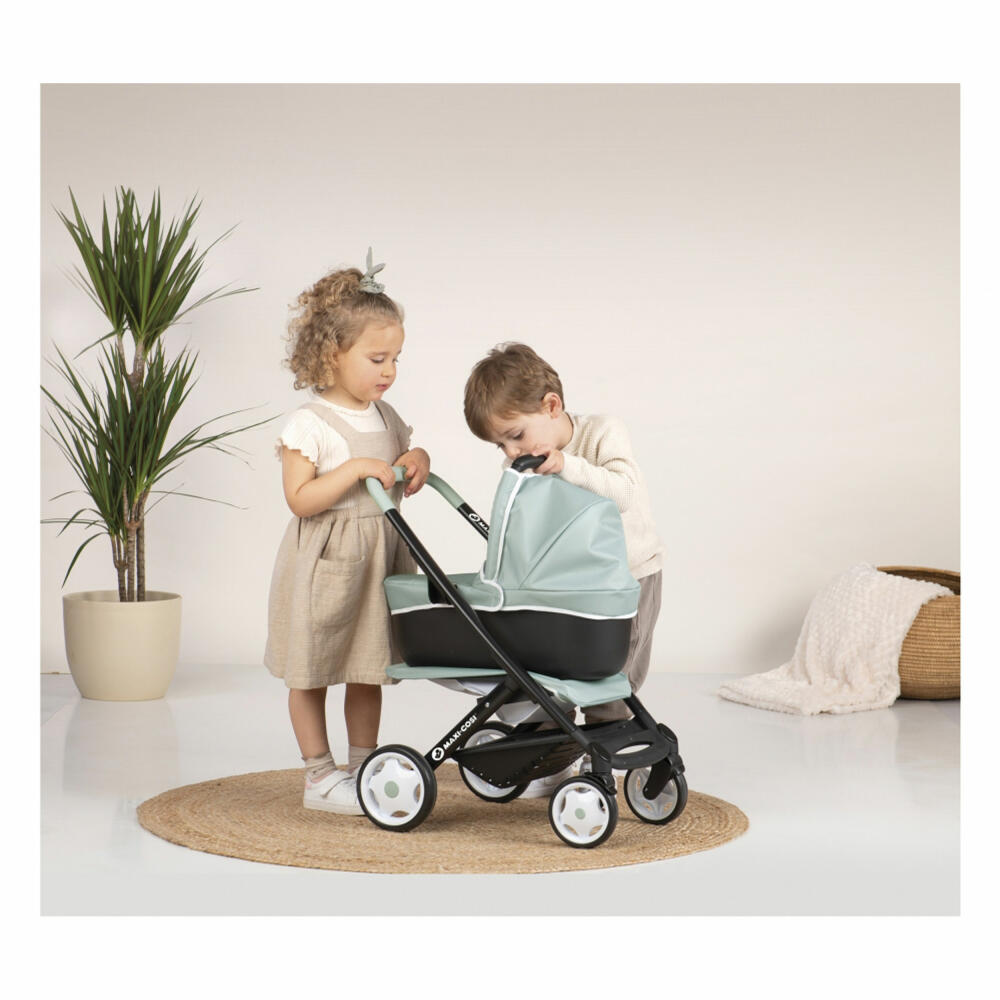 Smoby Maxi-Cosi Doll's Pram 3-in-1, Sports Doll's Pram, Buggy, Doll, Accessories, Light Green, 7600253120