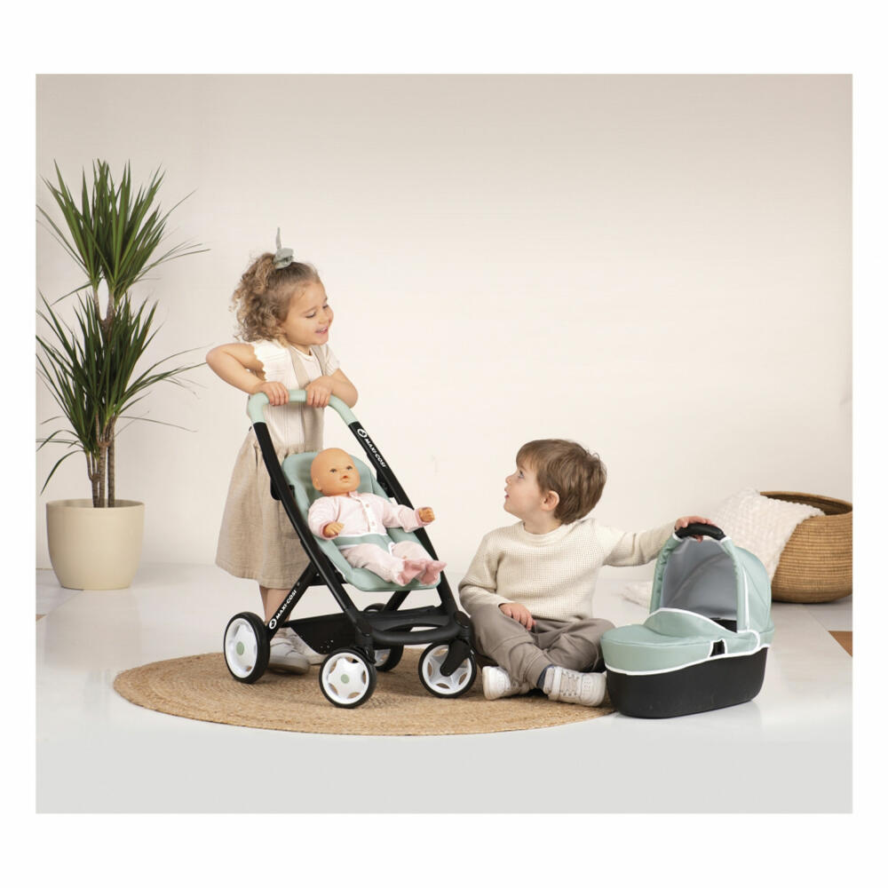 Smoby Maxi-Cosi Doll's Pram 3-in-1, Sports Doll's Pram, Buggy, Doll, Accessories, Light Green, 7600253120
