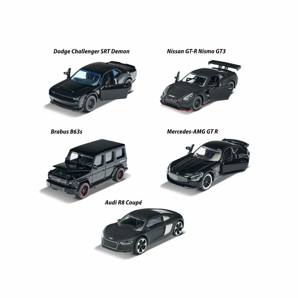 Majorette Black Edition Gift Set, Set of 5, Toy Car, Toy Car, Dodge, Audi, Brabus, Black, 212053174