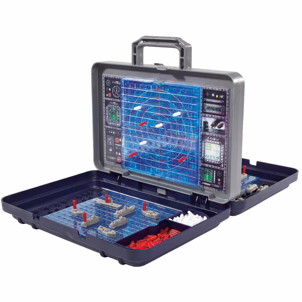 Noris Schiffe Versenken, Seeschlacht, Strategiespiel, Brettspiel, Transportkoffer, 2 Spieler, ab 5 Jahren, 606100335