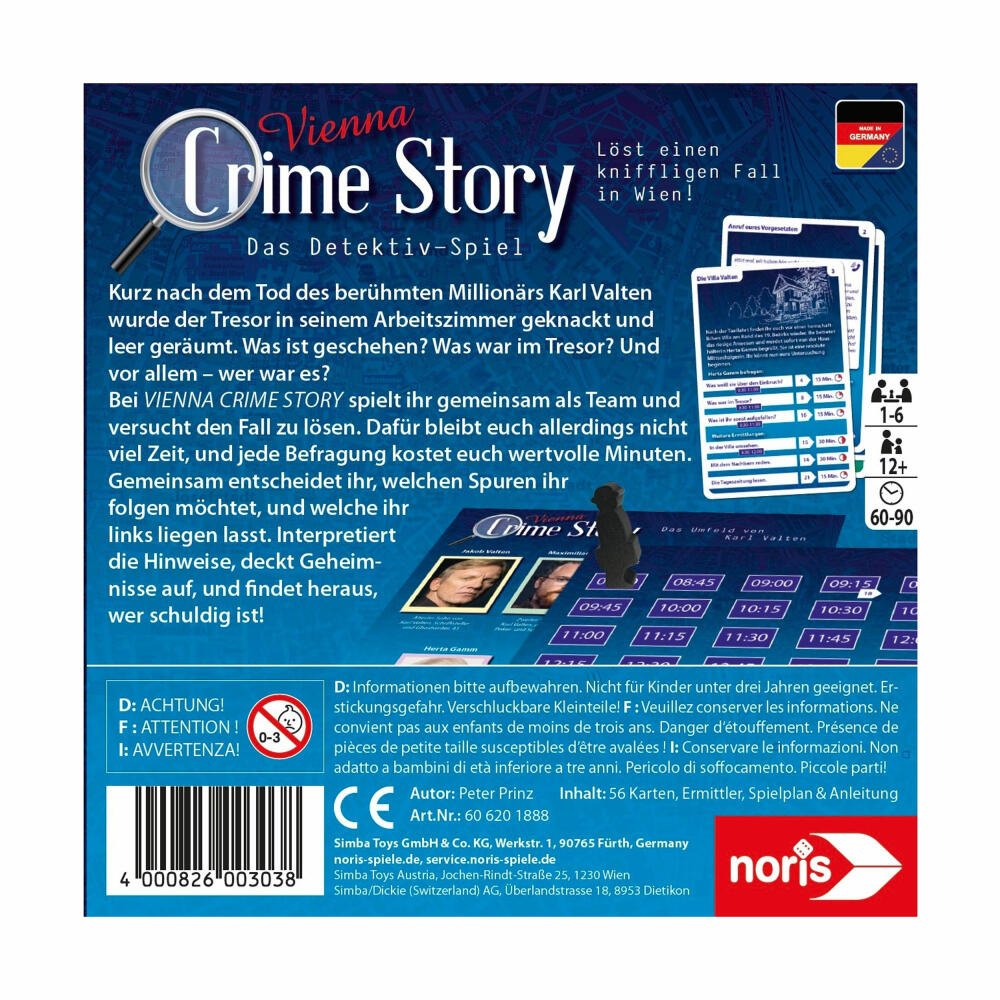 Noris Crime Story Vienna, Krimispiel, Kartenspiel, Detektiv-Spiel, Krimi Spiel, Rästel, ab 12 Jahren, 606201888