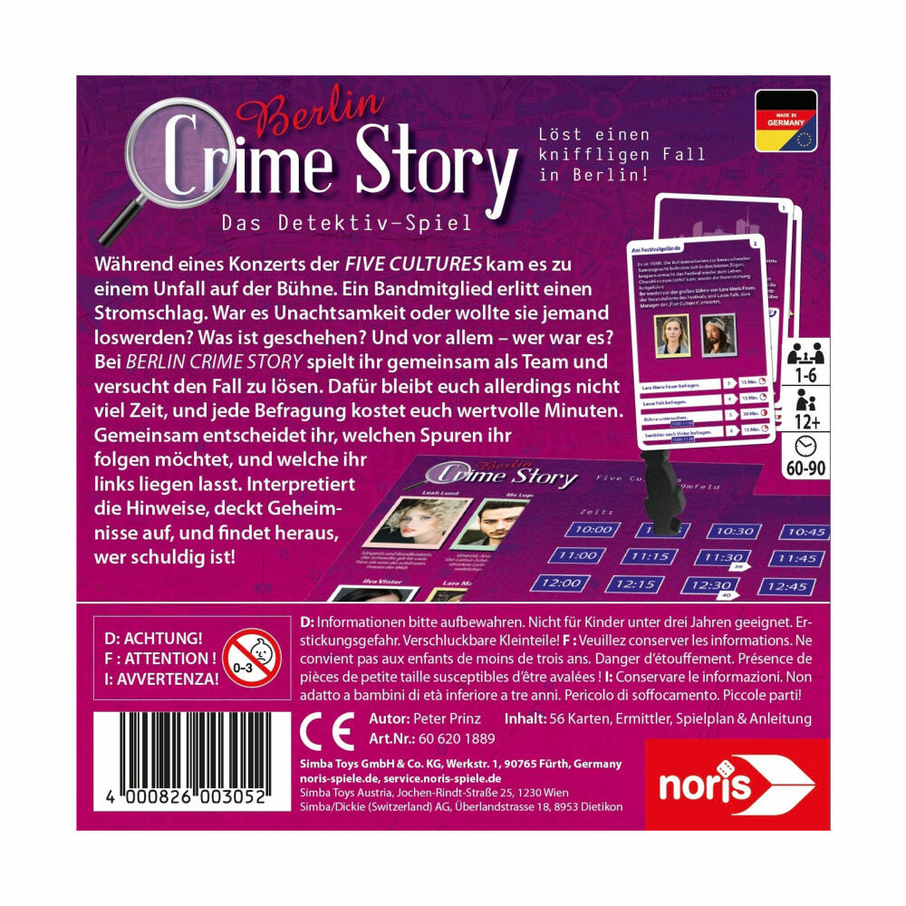 Noris Crime Story Berlin, Krimispiel, Kartenspiel, Detektiv-Spiel, Krimi Spiel, Rästel, ab 12 Jahren, 606201889