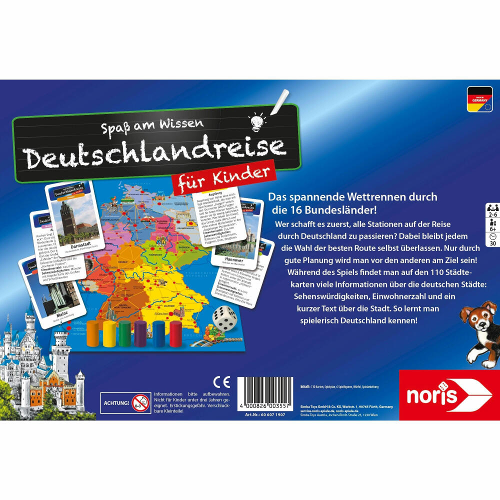 Noris Germany trip for children, board game, parlor game, quiz, guessing game, children's game, from 6 years, 606071907