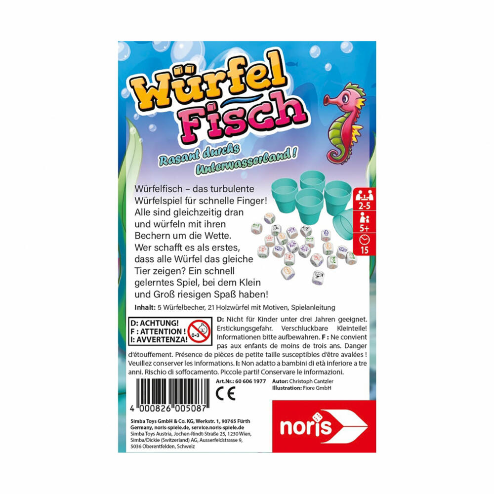 Noris Würfelfisch, Würfelspiel, Kinderspiel, Familienspiel, ab 5 Jahren, 606061977