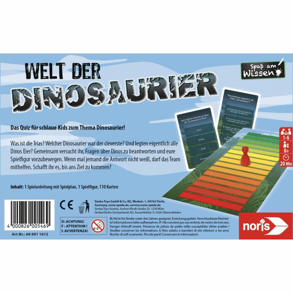 Noris World of Dinosaurs, quiz game, knowledge game, educational game, from 8 years, 606011612