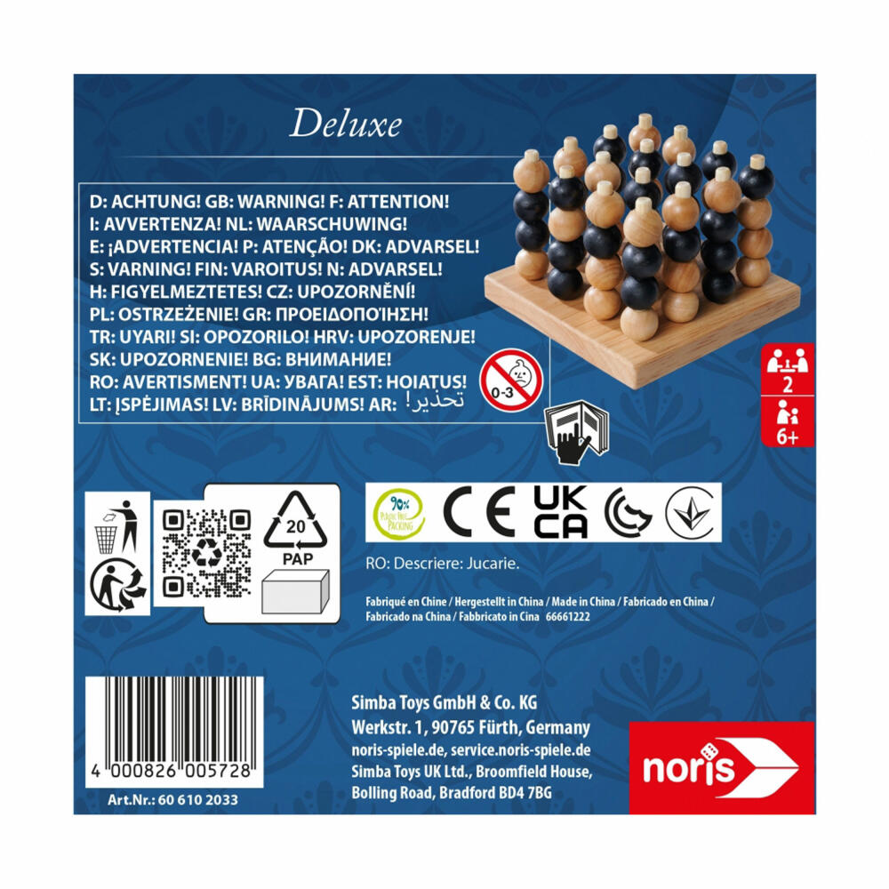 Noris Deluxe 4er Reihe 3D, Spieleklassiker, Denkspiel, Strategiespiel, ab 6 Jahren, 606102033