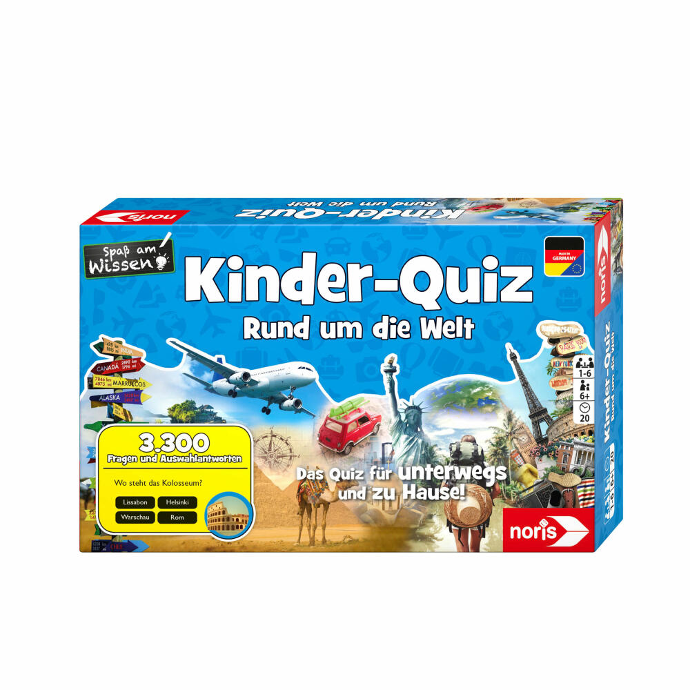 Noris Kinderquiz Rund um die Welt, Kinder Quiz, Kinderspiel, Kartenspiel, Quizspiel, Wissensspiel, 606011630