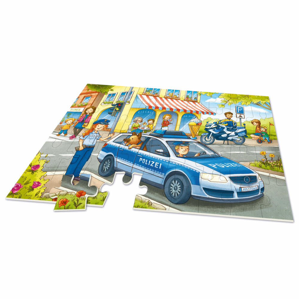 Noris XXL Puzzle Auf Streife mit der Polizei, Puzzlespiel, Legespiel, Riesenpuzzle, Kinderpuzzle, Kinder, 45 Teile, 606031792