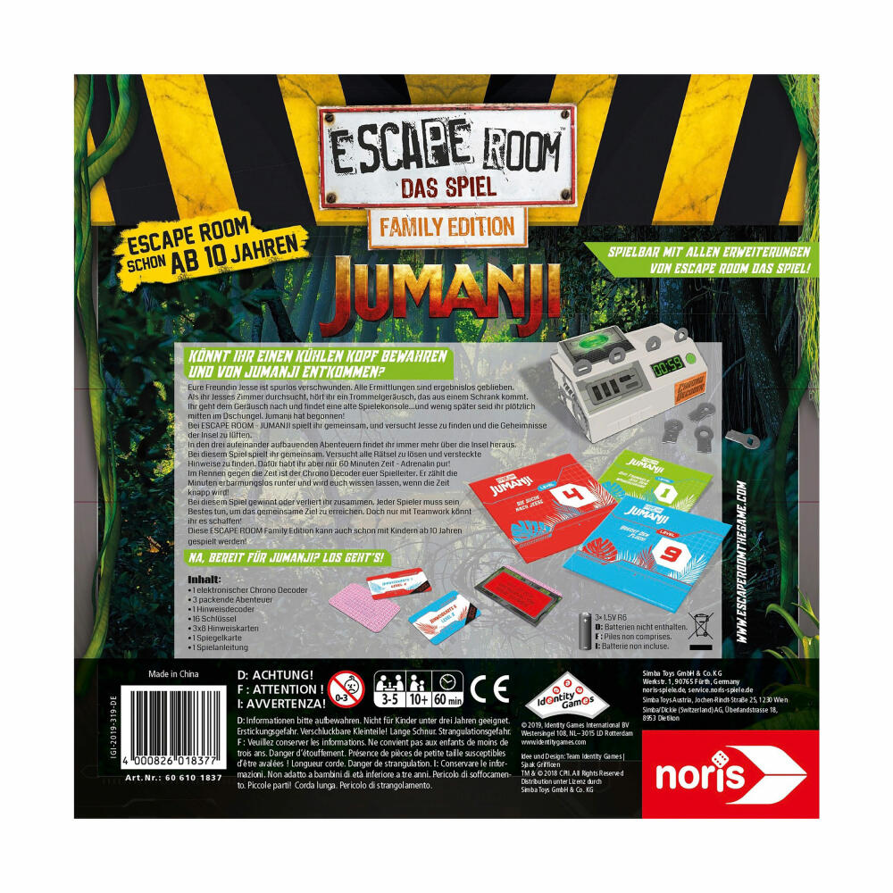 Noris Escape Room Jumanji Family Edition, family game, puzzle game, board game, exit game, 606101837