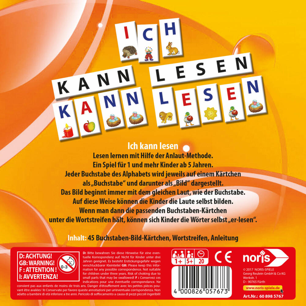 Noris I Can Read, educational game, reading game, puzzle game, German, children, game, 608985767