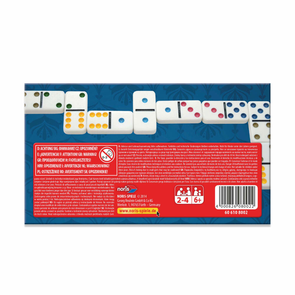 Noris Deluxe Double 6 Domino, Dominoes, Board Game, Family, Children, Game, 606108002