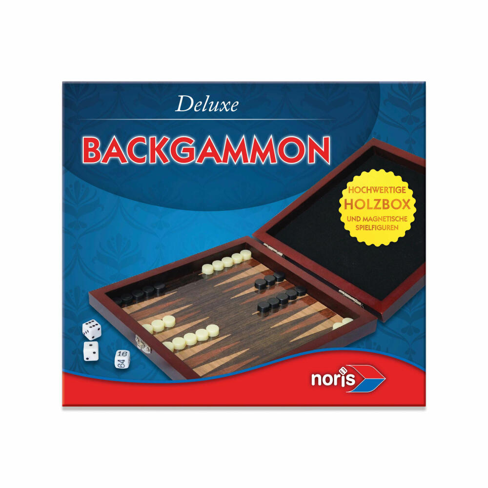 Noris Deluxe Travel Game Backgammon, Strategy Game, Board Game, Family, Children, Game, 606108004