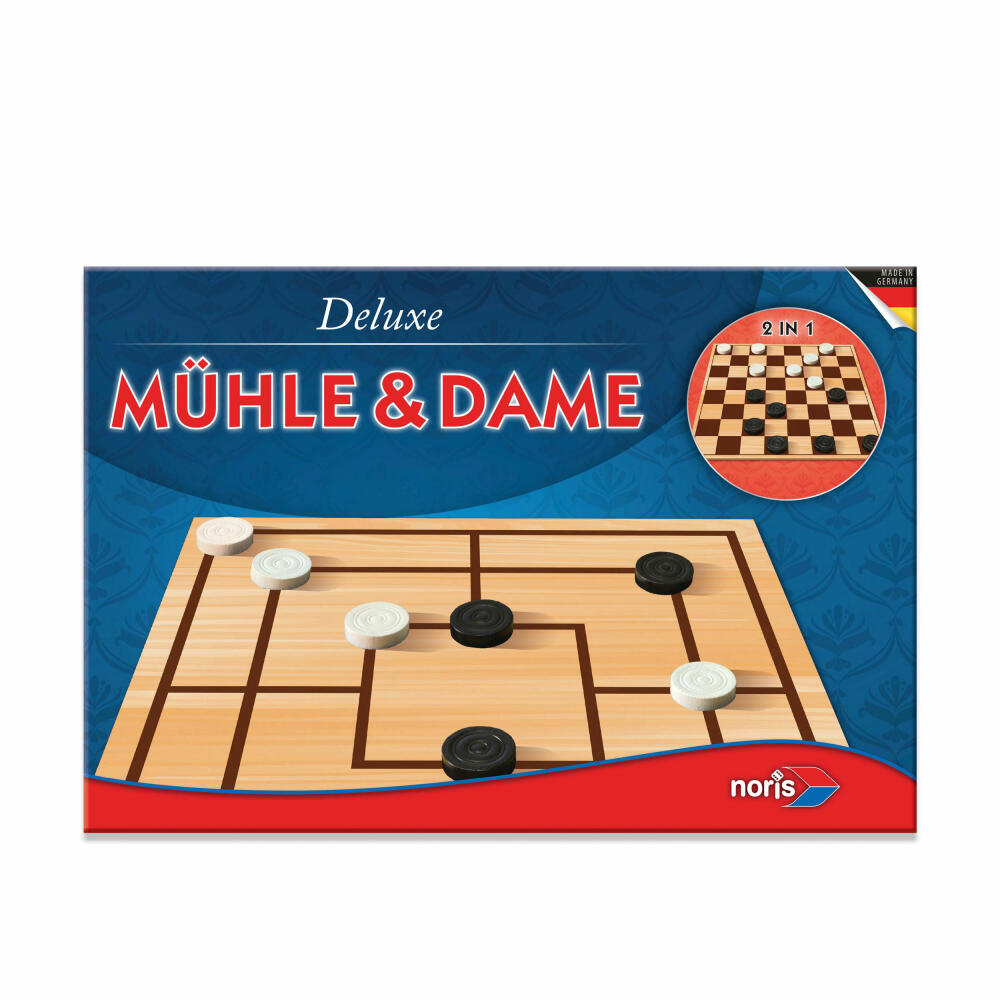 Noris Deluxe Nine Men's Morris and Checkers Game Box, Board Game, Strategy Game, Game Collection, Game, 606108012