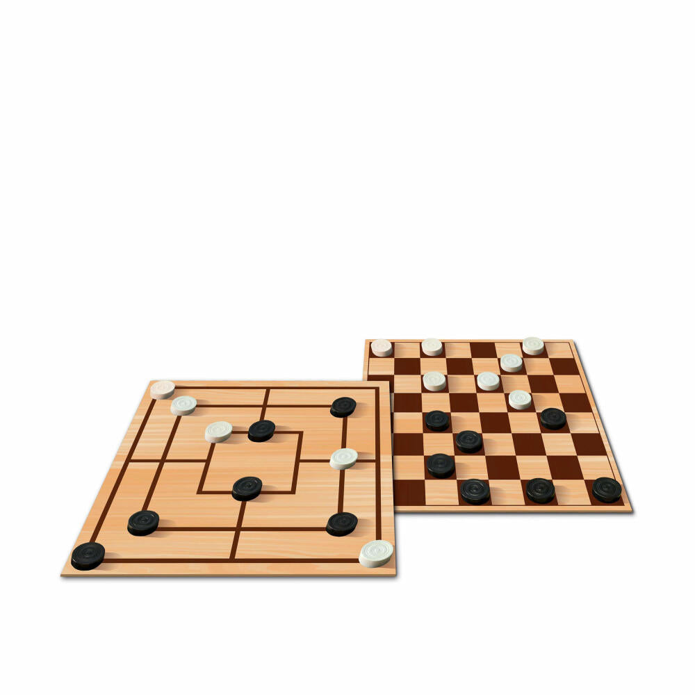Noris Deluxe Nine Men's Morris and Checkers Game Box, Board Game, Strategy Game, Game Collection, Game, 606108012