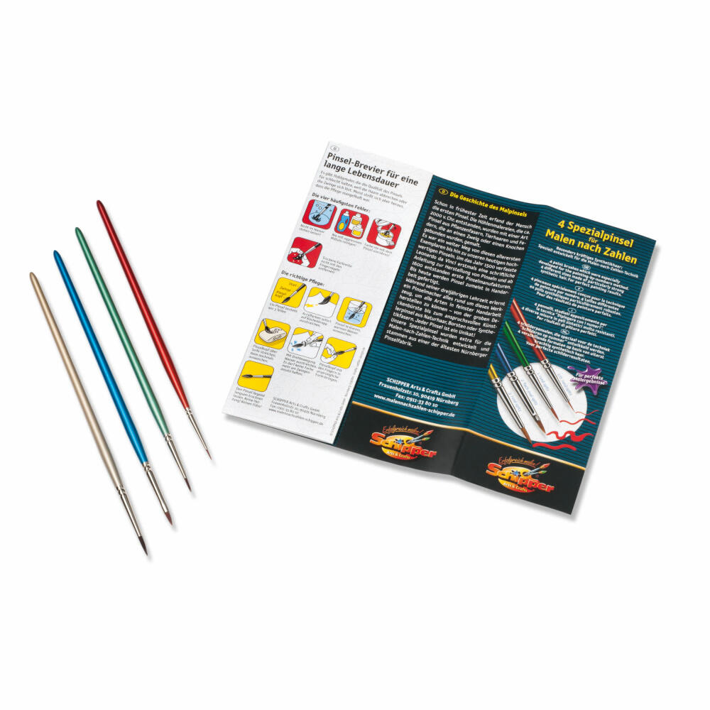 Schipper Paint by Numbers Set of 4 Special Brushes, Brushes, MNZ, Drawing Brushes, 605020536