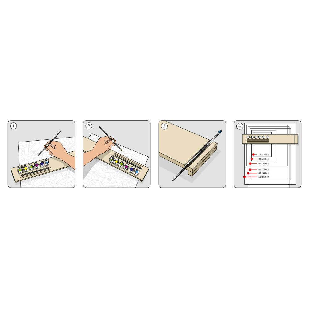 Schipper Paint by Numbers Paintmaster, painting tray, brush tray, painting aid, tray, lime wood, 54 cm, 605210763