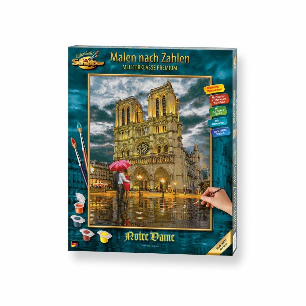 Schipper Painting by Numbers The Cathedral of Notre-Dame in Paris, Master Class Premium, Coloring Page, Wall Picture, 40 x 50 cm, 609130817