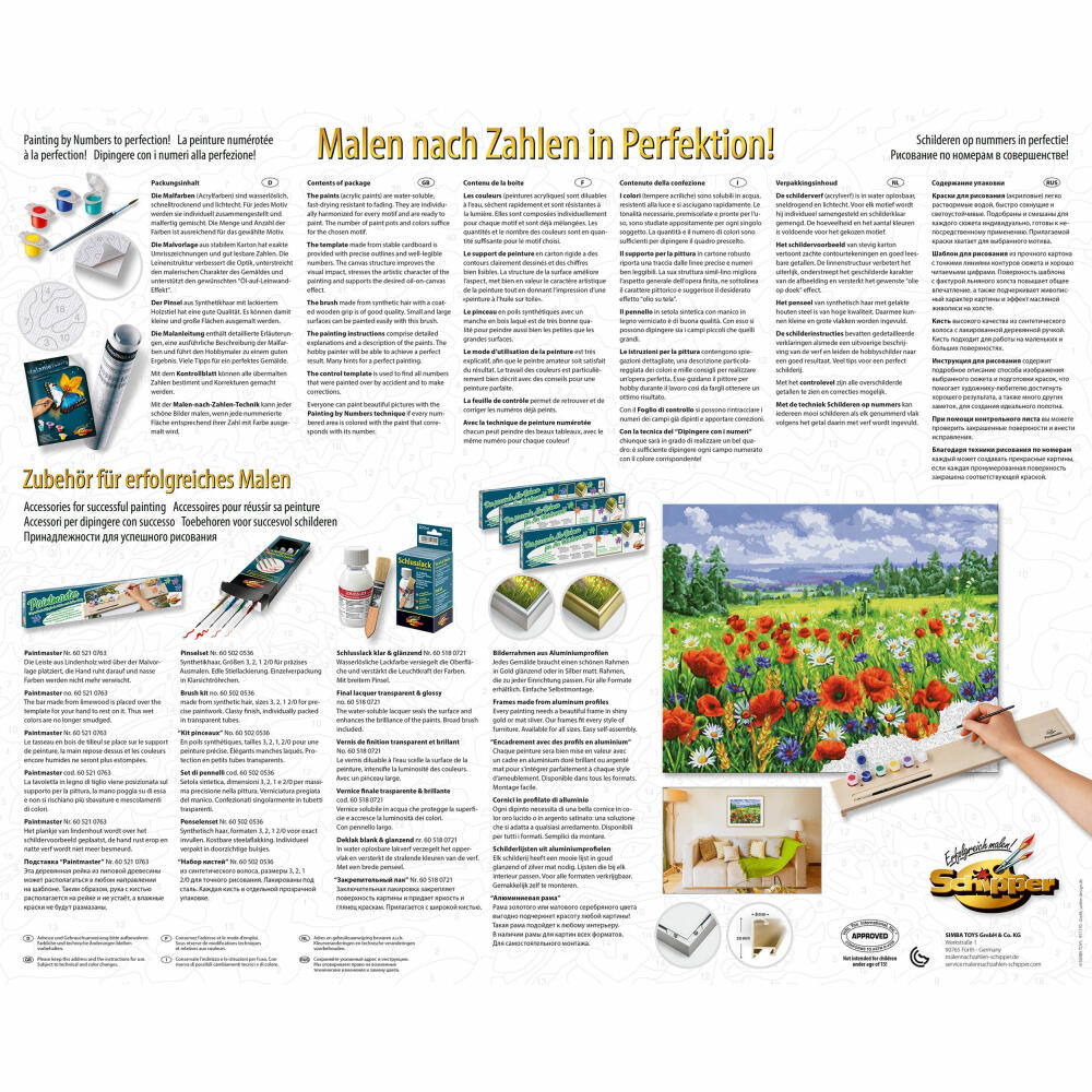 Schipper Painting by Numbers Flower Meadow, Master Class Premium, Coloring Page, Wall Picture, 40 x 50 cm, 609130824