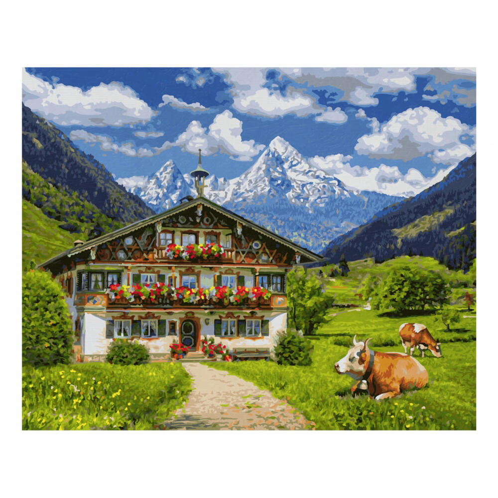 Schipper Painting by Numbers Mountain Farm, Master Class Premium, Coloring Page, Wall Picture, 40 x 50 cm, 609130857