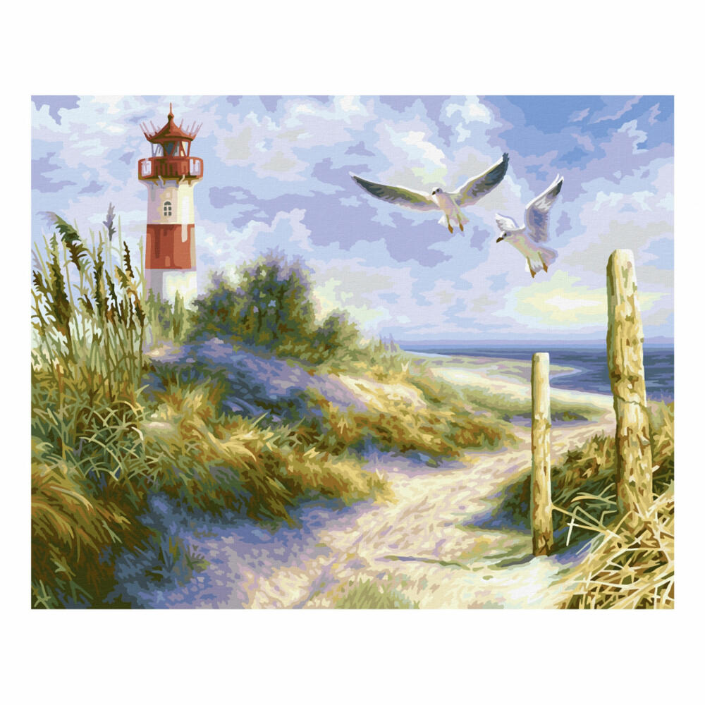 Schipper Painting by Numbers Dune Landscape with Lighthouse, Master Class Premium, Coloring Page, Wall Picture, 40 x 50 cm, 609130884